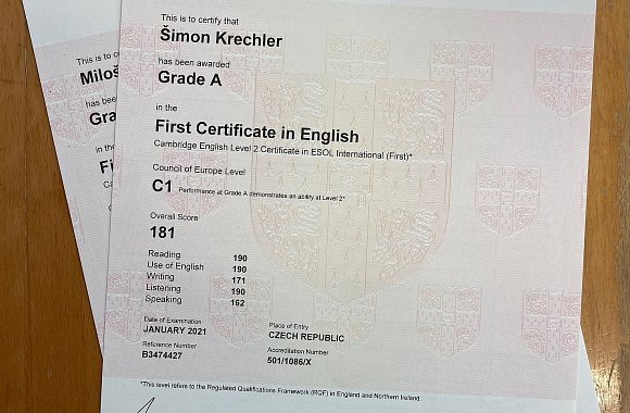 Certifikáty z cambridgeských zkoušek